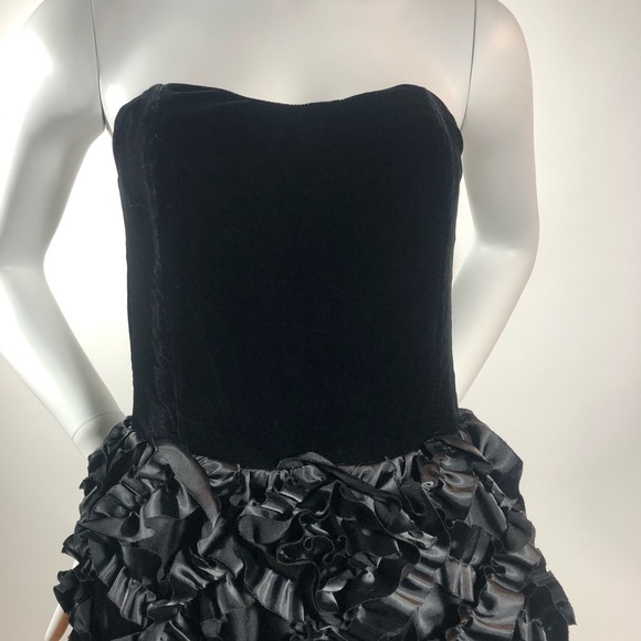 Marc Jacobs black silk velvet ruffle bustier dress - Picture 3 of 13